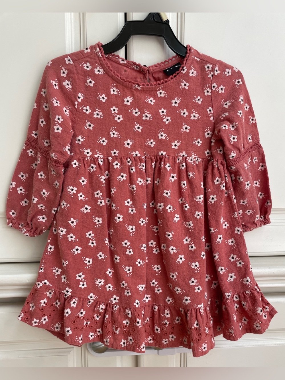 Art Class Rusty Floral Dress Cotton Linen Blend 18 Months